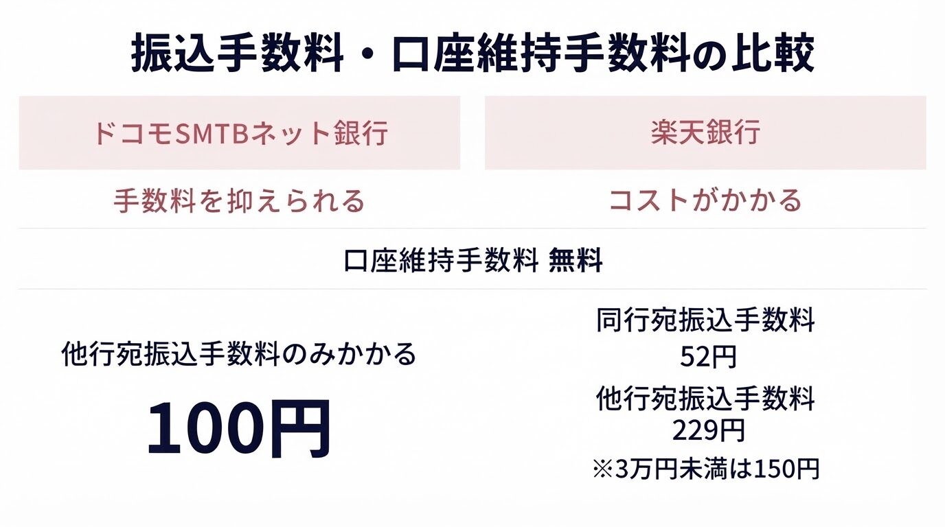 振込手数料・口座維持手数料の比較