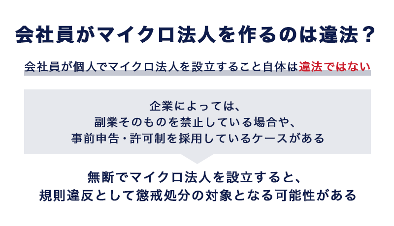 会社員が個人でマイクロ法人を設立すること自体は違法ではない