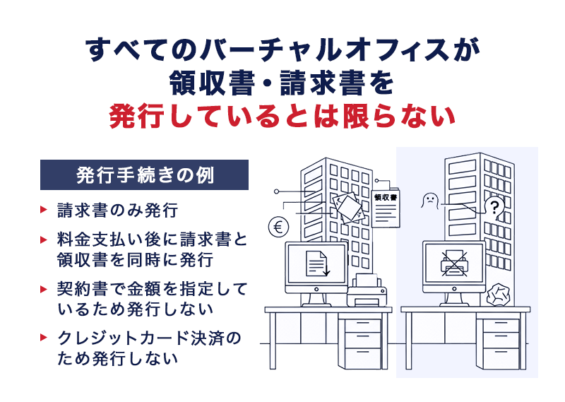 すべてのバーチャルオフィスが領収書・請求書を発行しているとは限らない