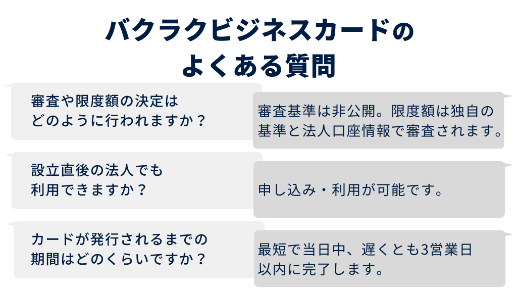 バクラクビジネスカードのよくある質問