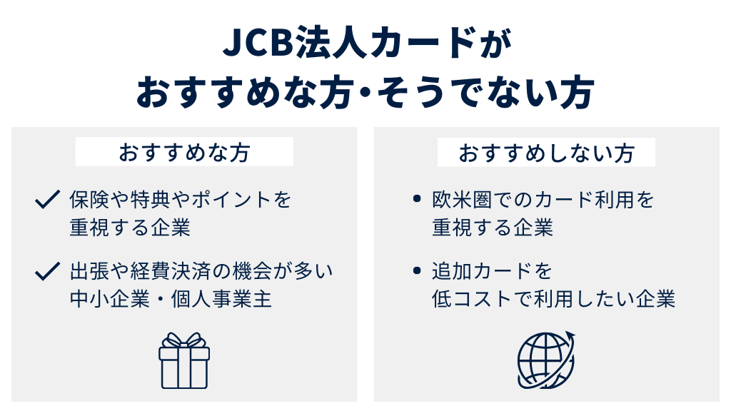 JCB法人カードがおすすめな方・そうでない方