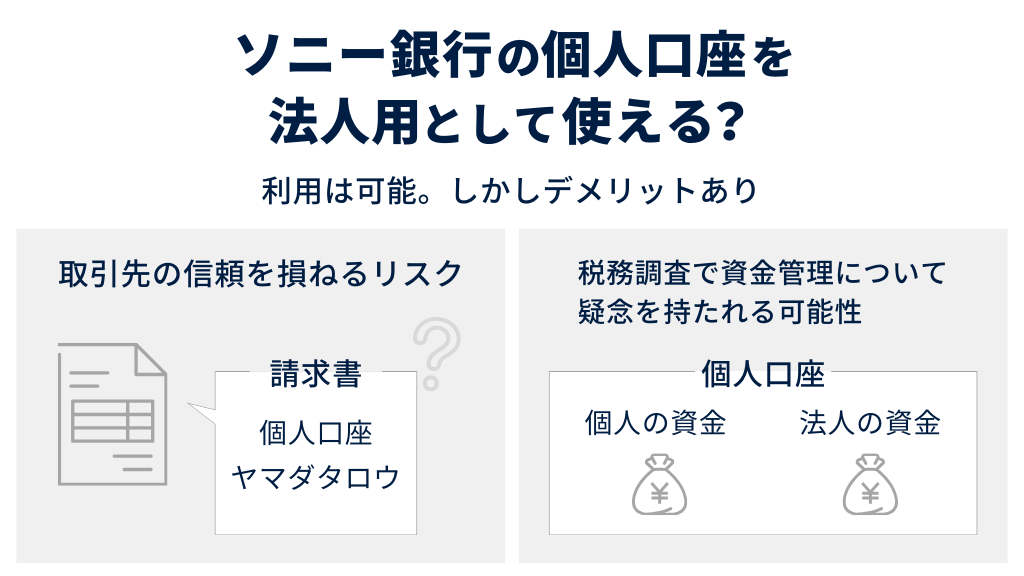 ソニー銀行の個人口座を法人用として使える?