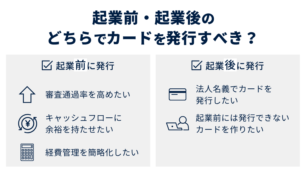 起業前・起業後のどちらでカードを発行すべき?