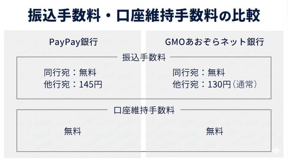 振込手数料・口座維持手数料の比較