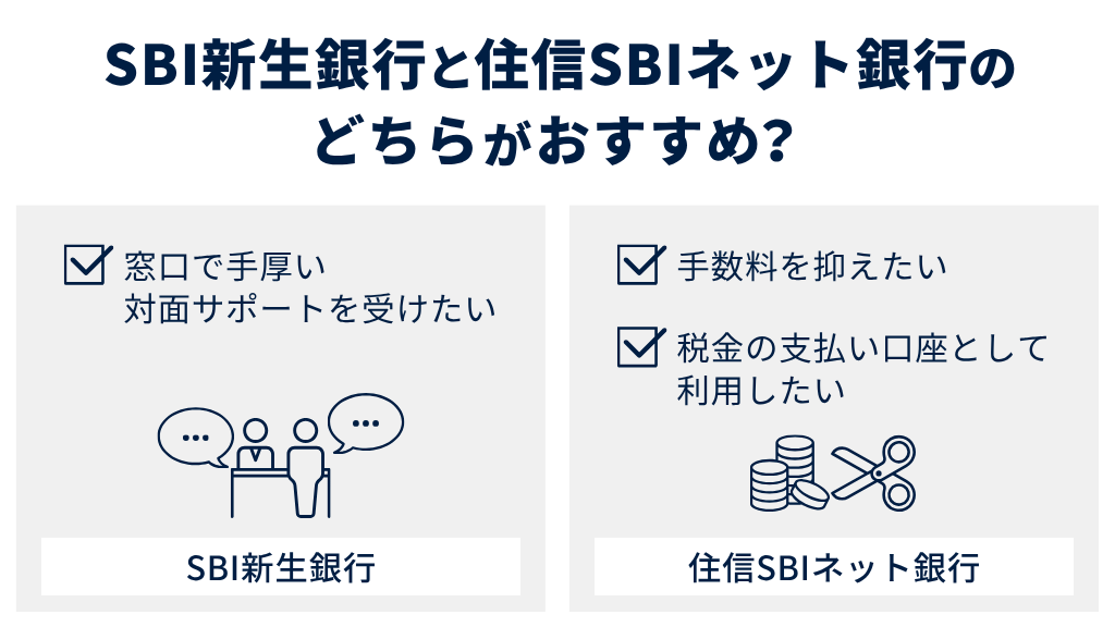 SBI新生銀行と住信SBIネット銀行のどちらがおすすめ?