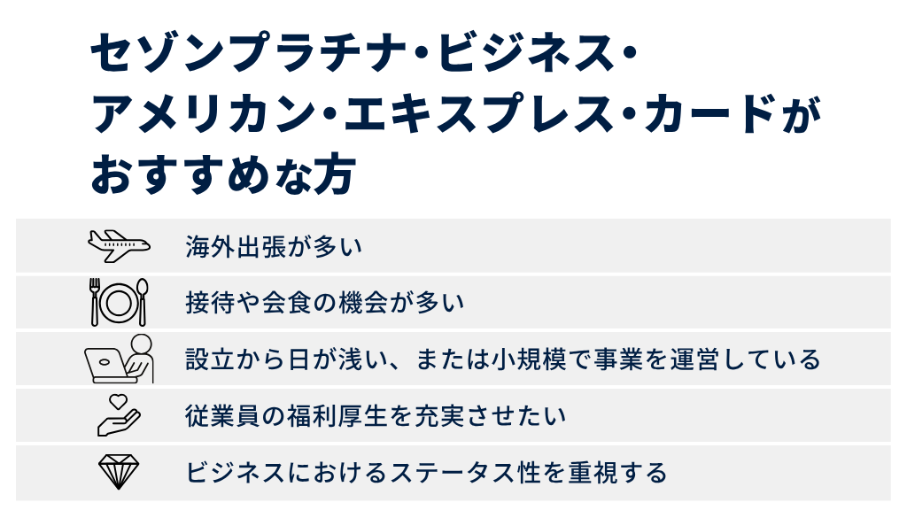 セゾンプラチナ・ビジネス・アメリカン・エキスプレス・カードがおすすめな法人・個人事業主