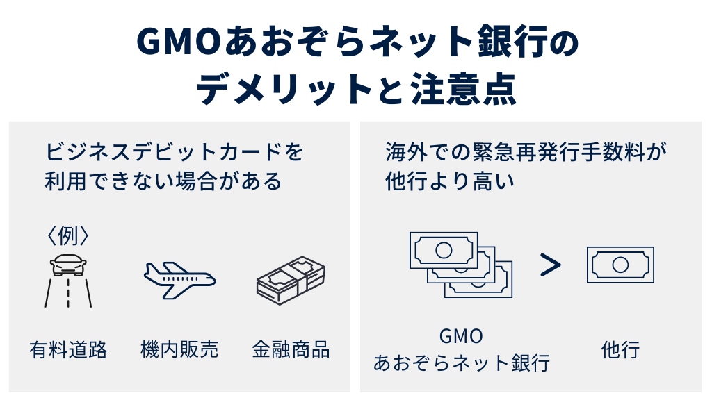 GMOあおぞらネット銀行のビジネスデビットカードのデメリットと注意点