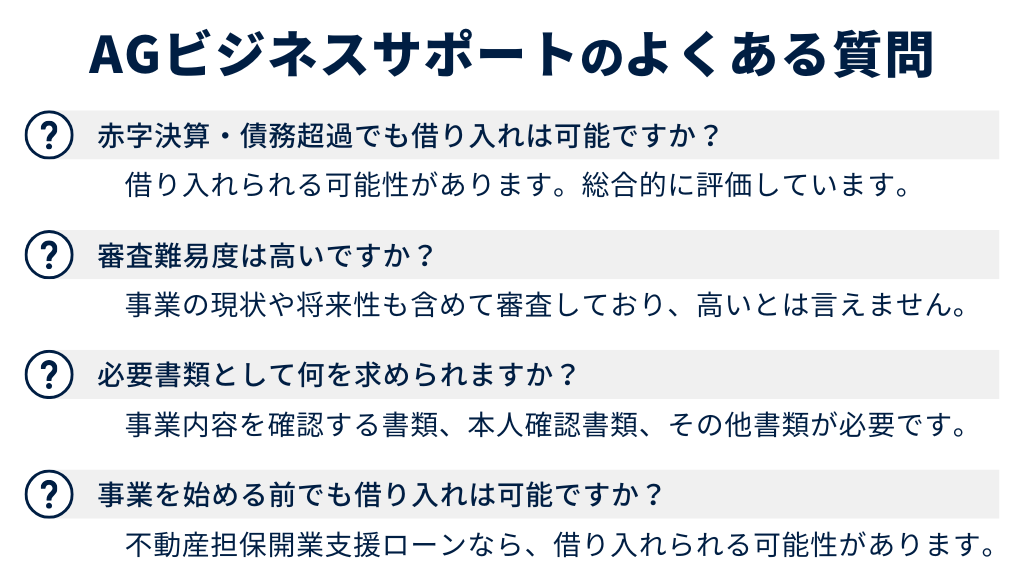 AGビジネスサポートのよくある質問とその回答