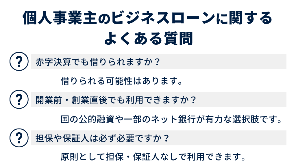 個人事業主のビジネスローンに関するよくある質問