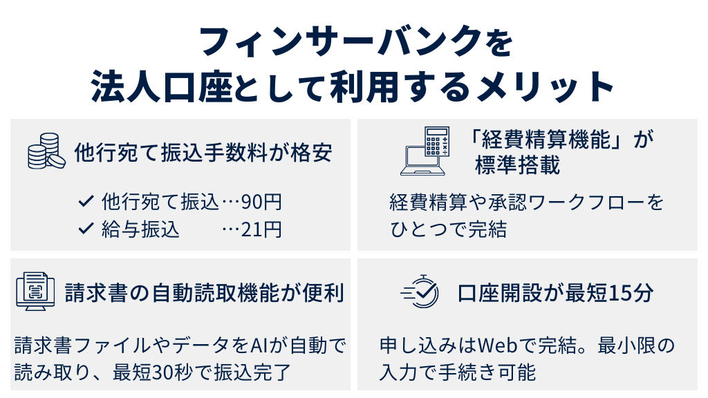 フィンサーバンクを法人口座として利用するメリット