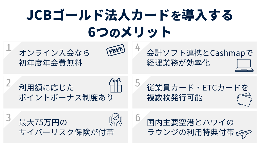 JCBゴールド法人カードを導入する6つのメリット