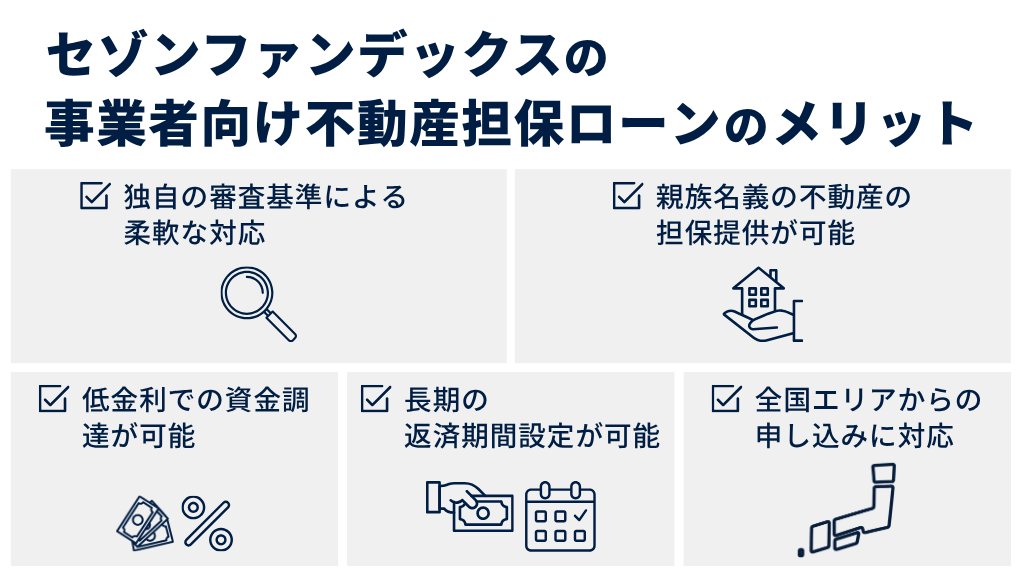 セゾンファンデックスの事業者向け不動産担保ローンのメリット