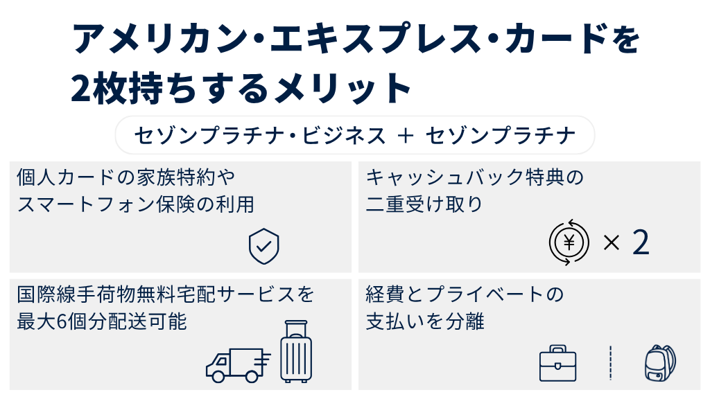セゾンプラチナ・ビジネス・アメリカン・エキスプレス®・カードとセゾンプラチナ・アメリカン・エキスプレス®・カードを2枚持ちするメリット