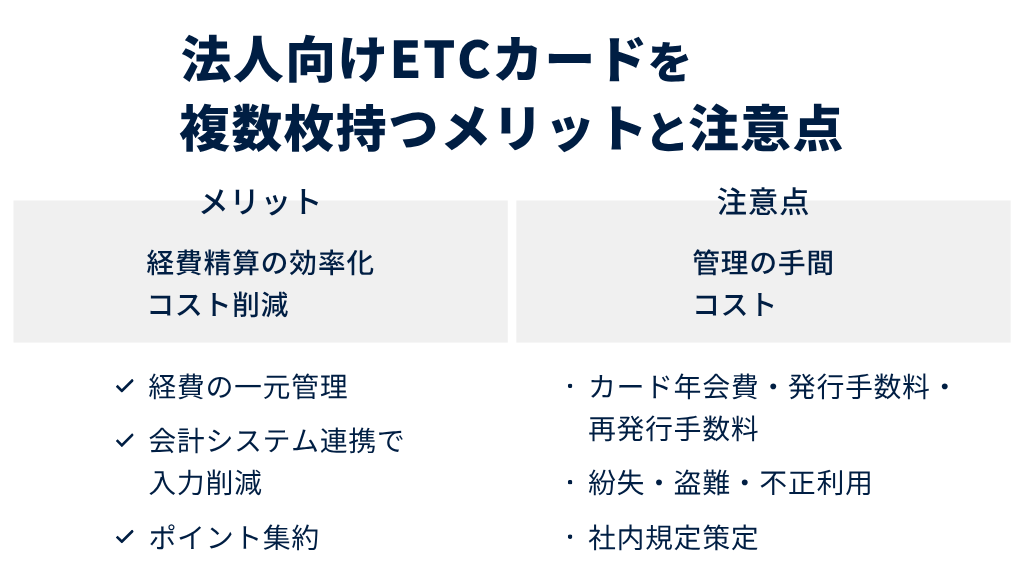 法人向けETCカードを複数枚持つメリットと注意点